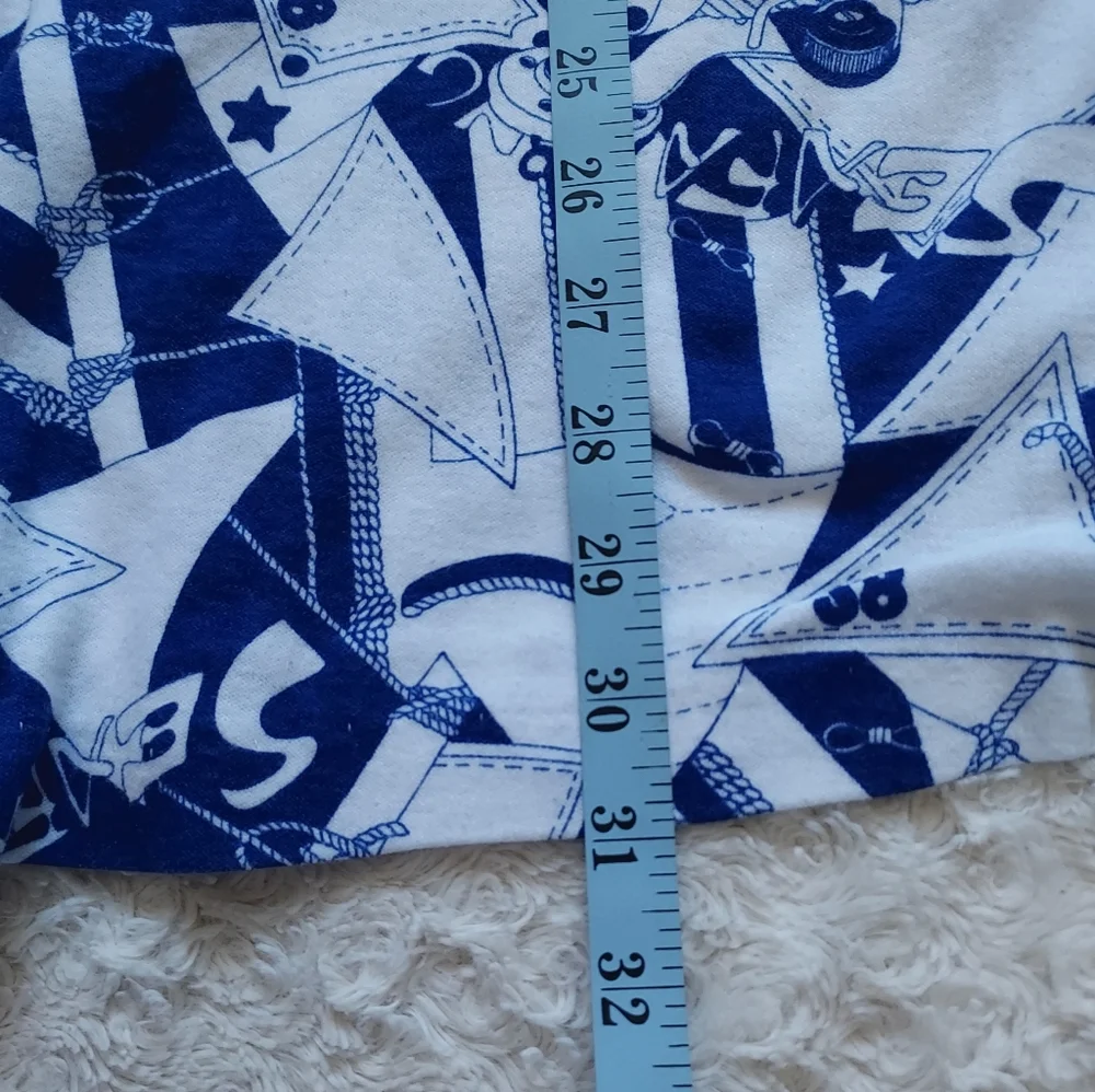 Blue & White Seafaring Nautical Circle Skirt Med Cruise Travel Coastal Resort